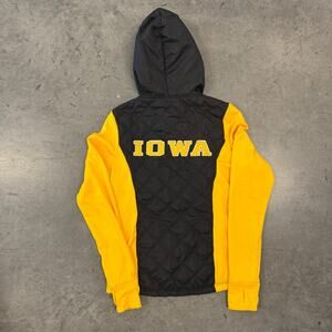 Vintage Y2K Iowa Hawkeyes Longsleeve Fleece Zip Up Yellow Black Hoodie Medium